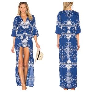 Lovers and friends blue and white Ashton dress